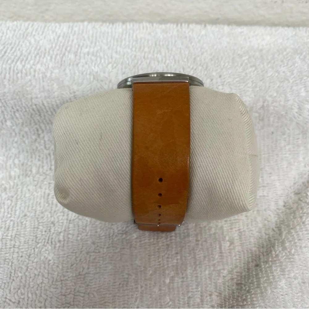 Skagen Men's Cognac Leather Ancher Gray Stainless Steel Adjustable Watch Classic